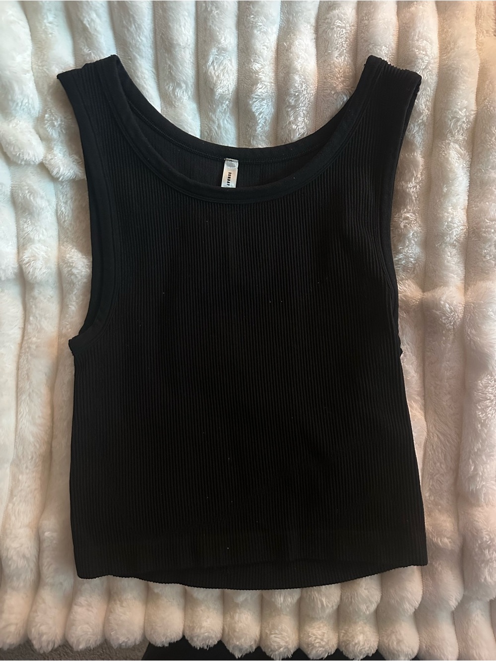 Sunday Best Black Ribbed Tank Top size M